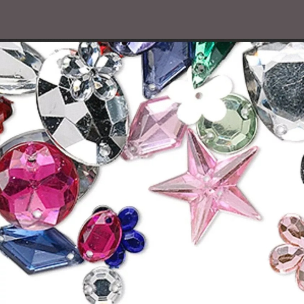 250+PC Foil Back Plastic RHINESTONES Mixed Shapes